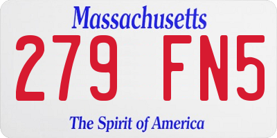 MA license plate 279FN5