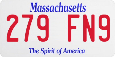 MA license plate 279FN9