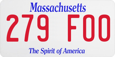 MA license plate 279FO0