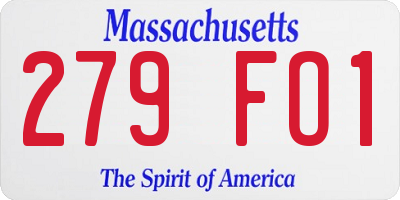 MA license plate 279FO1