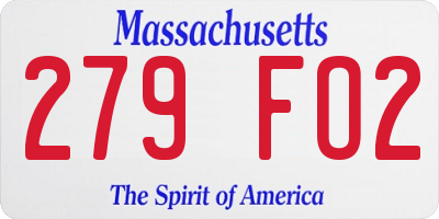 MA license plate 279FO2