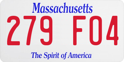 MA license plate 279FO4