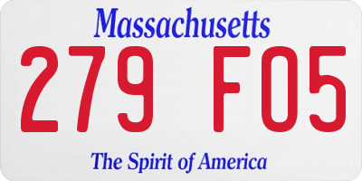 MA license plate 279FO5