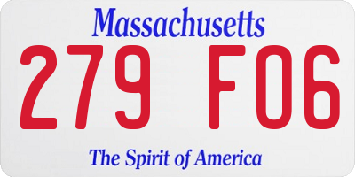 MA license plate 279FO6