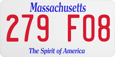 MA license plate 279FO8