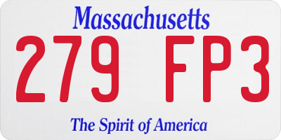 MA license plate 279FP3