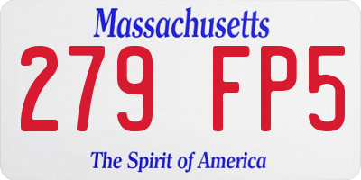MA license plate 279FP5