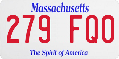 MA license plate 279FQ0