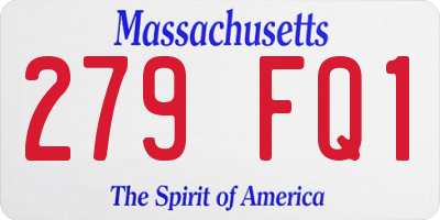 MA license plate 279FQ1