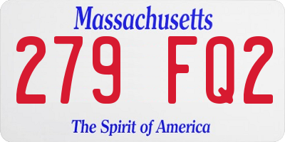 MA license plate 279FQ2