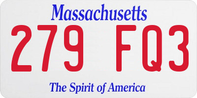 MA license plate 279FQ3