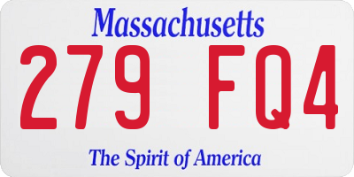 MA license plate 279FQ4