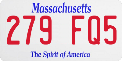 MA license plate 279FQ5