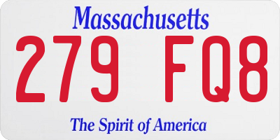 MA license plate 279FQ8