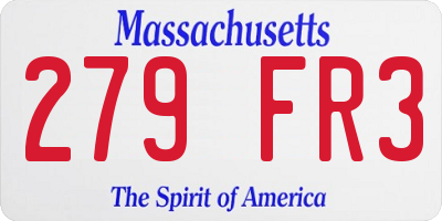 MA license plate 279FR3