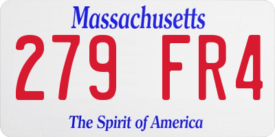 MA license plate 279FR4
