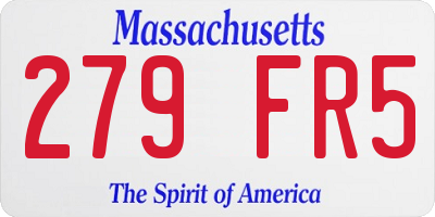 MA license plate 279FR5