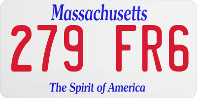 MA license plate 279FR6