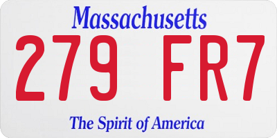 MA license plate 279FR7