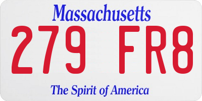 MA license plate 279FR8
