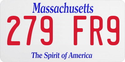 MA license plate 279FR9