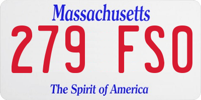 MA license plate 279FS0