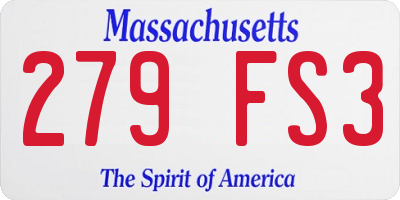 MA license plate 279FS3