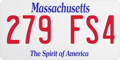 MA license plate 279FS4