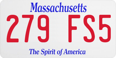 MA license plate 279FS5