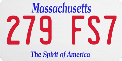 MA license plate 279FS7