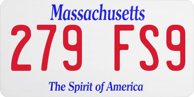 MA license plate 279FS9