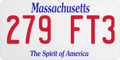 MA license plate 279FT3