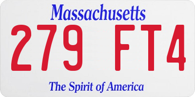 MA license plate 279FT4