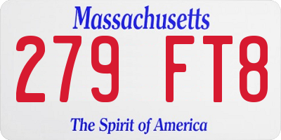MA license plate 279FT8