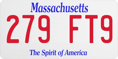 MA license plate 279FT9