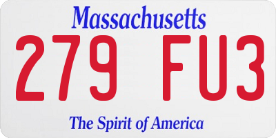 MA license plate 279FU3