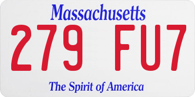 MA license plate 279FU7