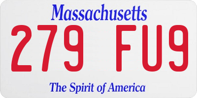 MA license plate 279FU9