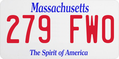 MA license plate 279FW0
