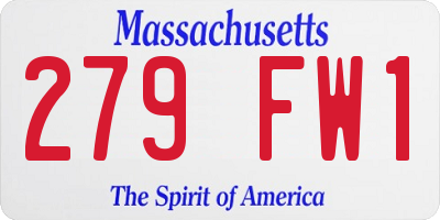 MA license plate 279FW1