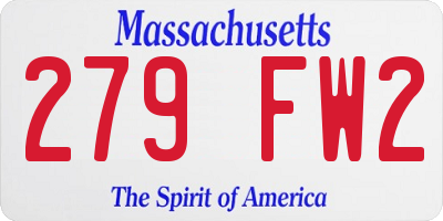 MA license plate 279FW2