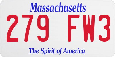 MA license plate 279FW3