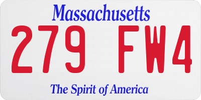 MA license plate 279FW4
