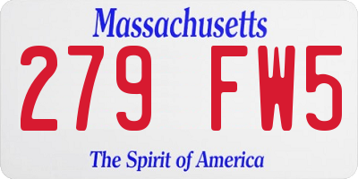MA license plate 279FW5