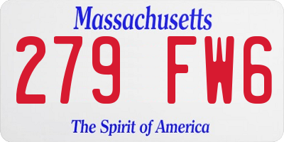 MA license plate 279FW6