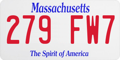 MA license plate 279FW7