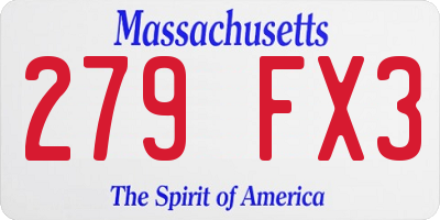 MA license plate 279FX3