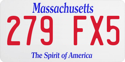 MA license plate 279FX5