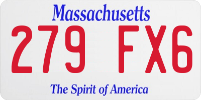 MA license plate 279FX6