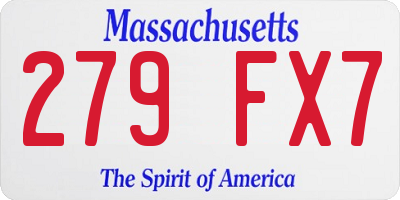 MA license plate 279FX7